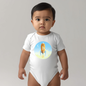 Bitcoin baby bodysuit Future Explorer design organic cotton infant clothing playful explorer theme