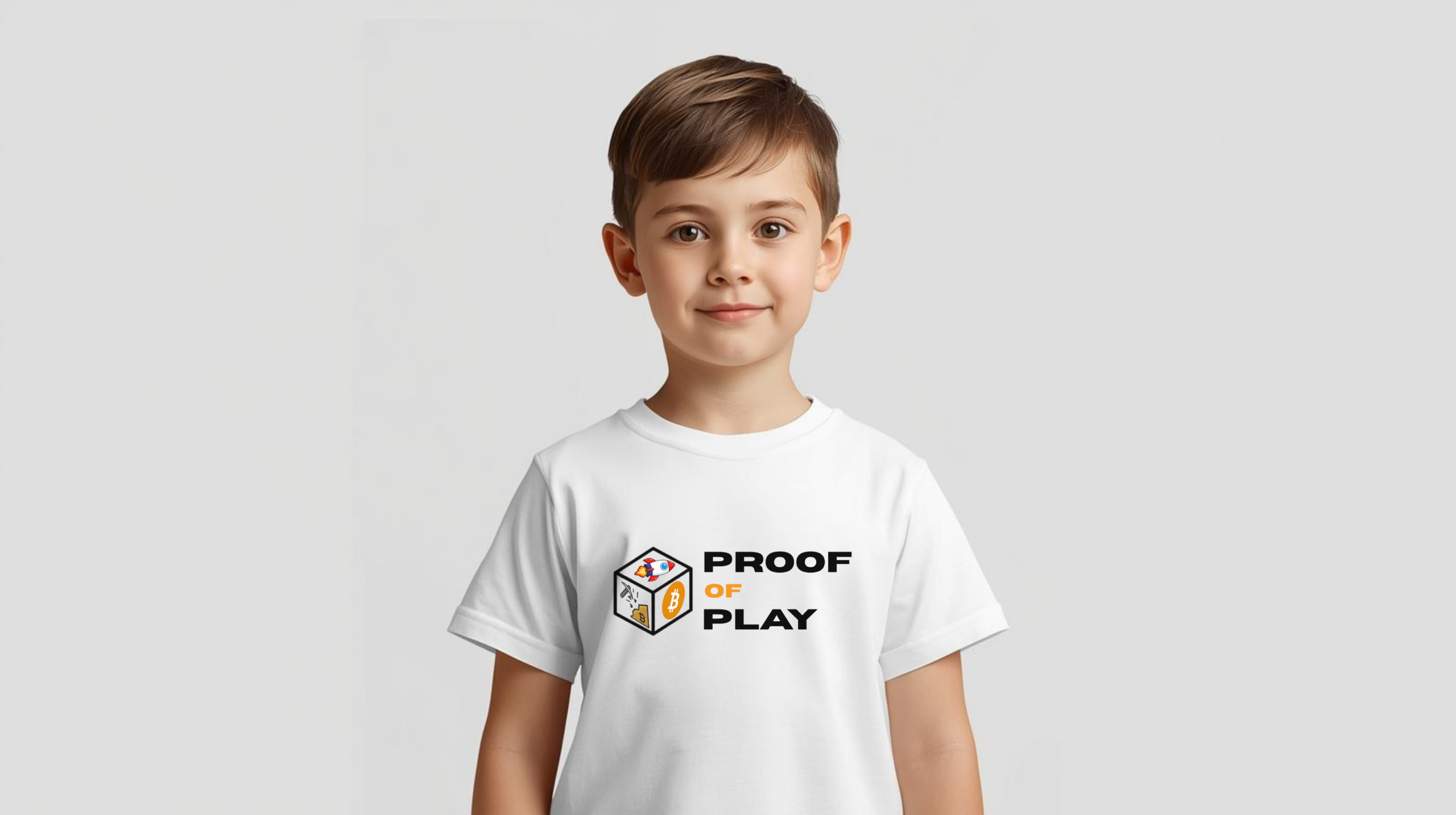 Bitcoin kids t-shirt Proof of Play minimalist design organic cotton comfortable children clothing