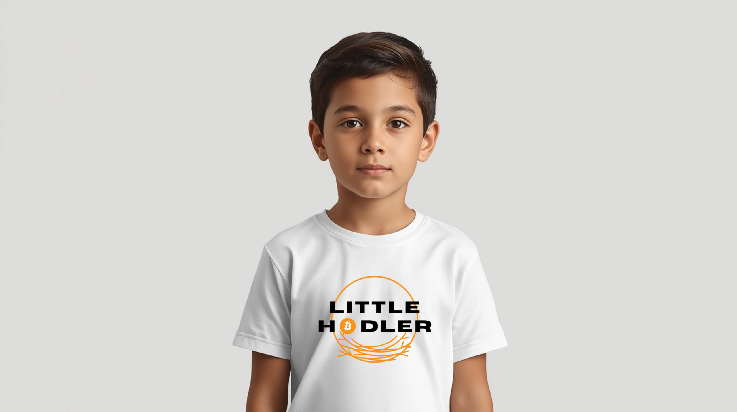 Bitcoin kids t-shirt Little Hodler minimalist design organic cotton children clothing