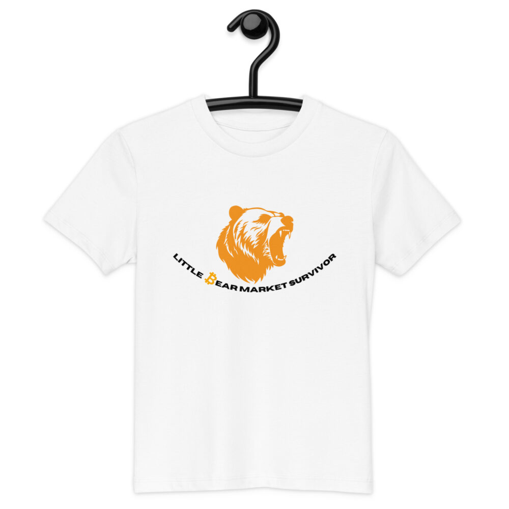 Bitcoin kids t-shirt Little Bear Market Survivor bear design organic cotton children clothing