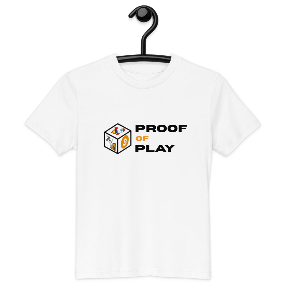 Bitcoin kids t-shirt Proof of Play minimalist design organic cotton comfortable children clothing