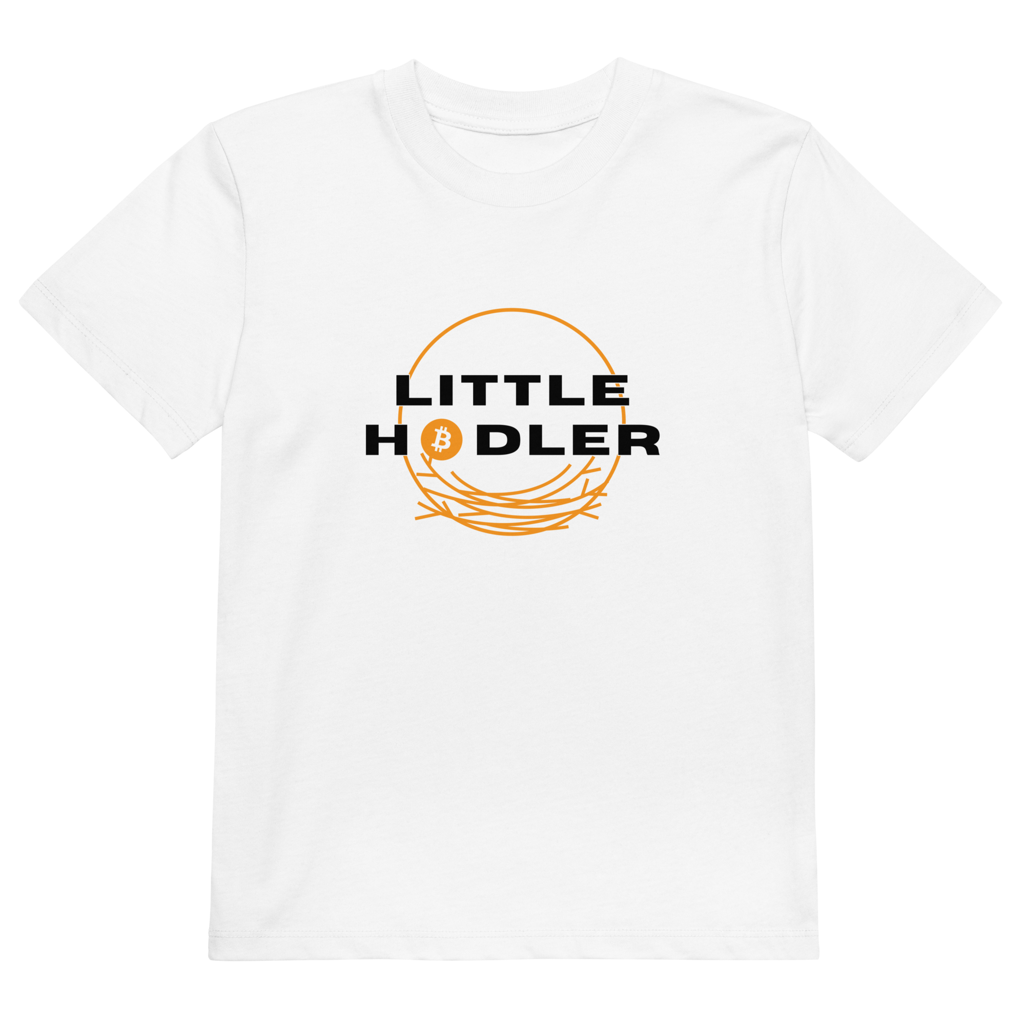 Bitcoin kids t-shirt Little Hodler minimalist design organic cotton children clothing