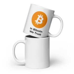 Bitcoin mug In Bitcoin We Trust ceramic coffee cup minimalist design
