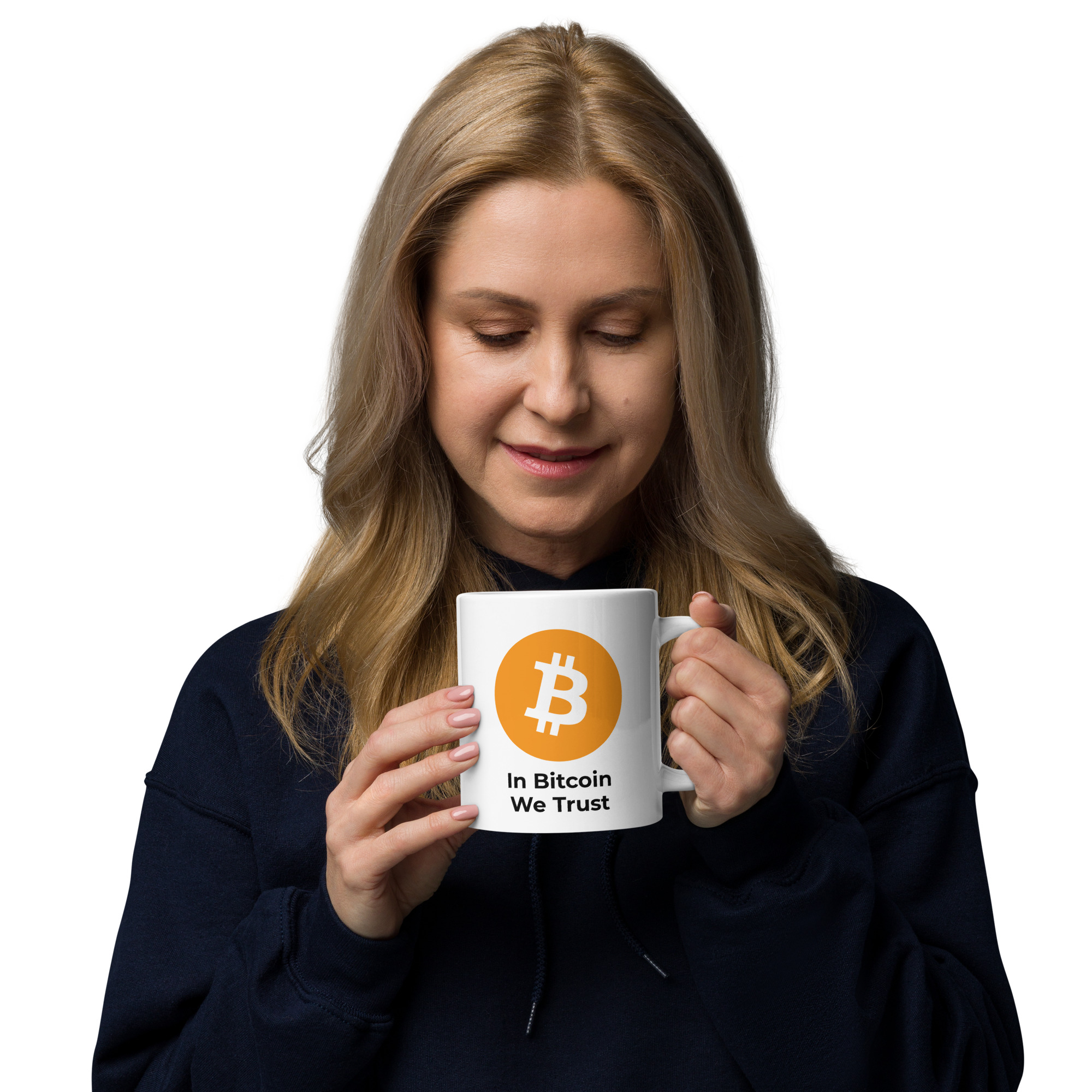 Bitcoin mug In Bitcoin We Trust ceramic coffee cup minimalist design