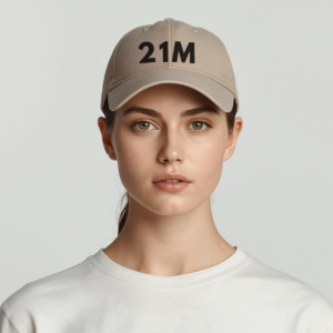 Bitcoin premium stone cap Satoshi 21M minimalist embroidered design adjustable hat