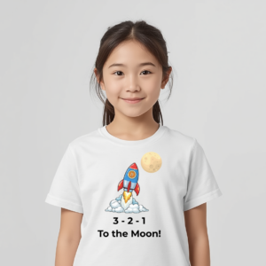 3 plus 2 plus 1 equal To The Moon Bitcoin kids t-shirt organic cotton playful design