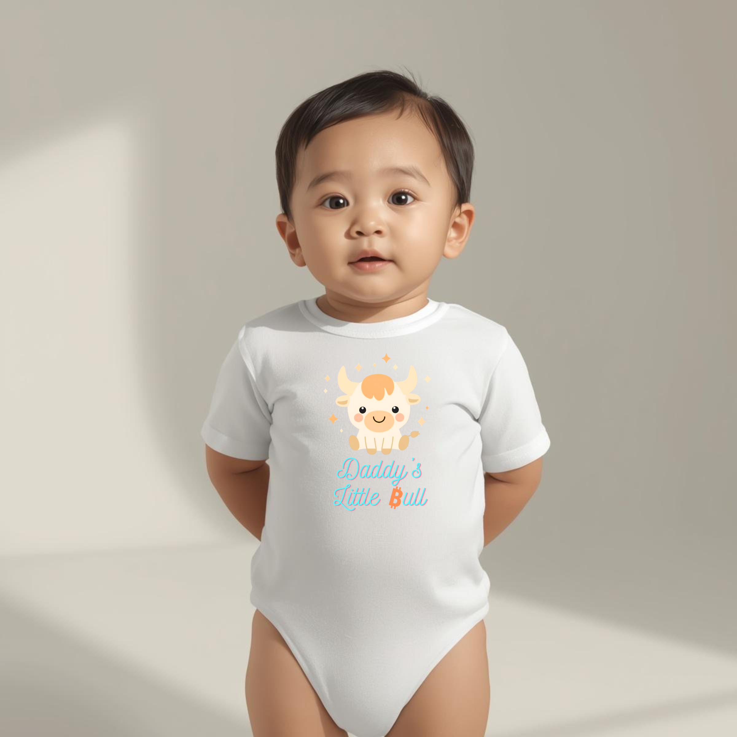 Bitcoin baby bodysuit Daddy’s Little Bull bull design organic cotton infant clothing
