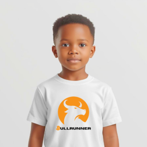 Bitcoin kids t-shirt Bullrunner with bull icon design organic cotton comfortable children clothing