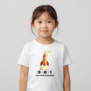 Organic kids t-shirt with Bitcoin inspired To The Moon design – soft and comfortable clothing for children