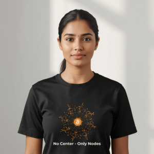 Bitcoin premium t-shirt No Center Only Nodes network design organic cotton minimalist shirt