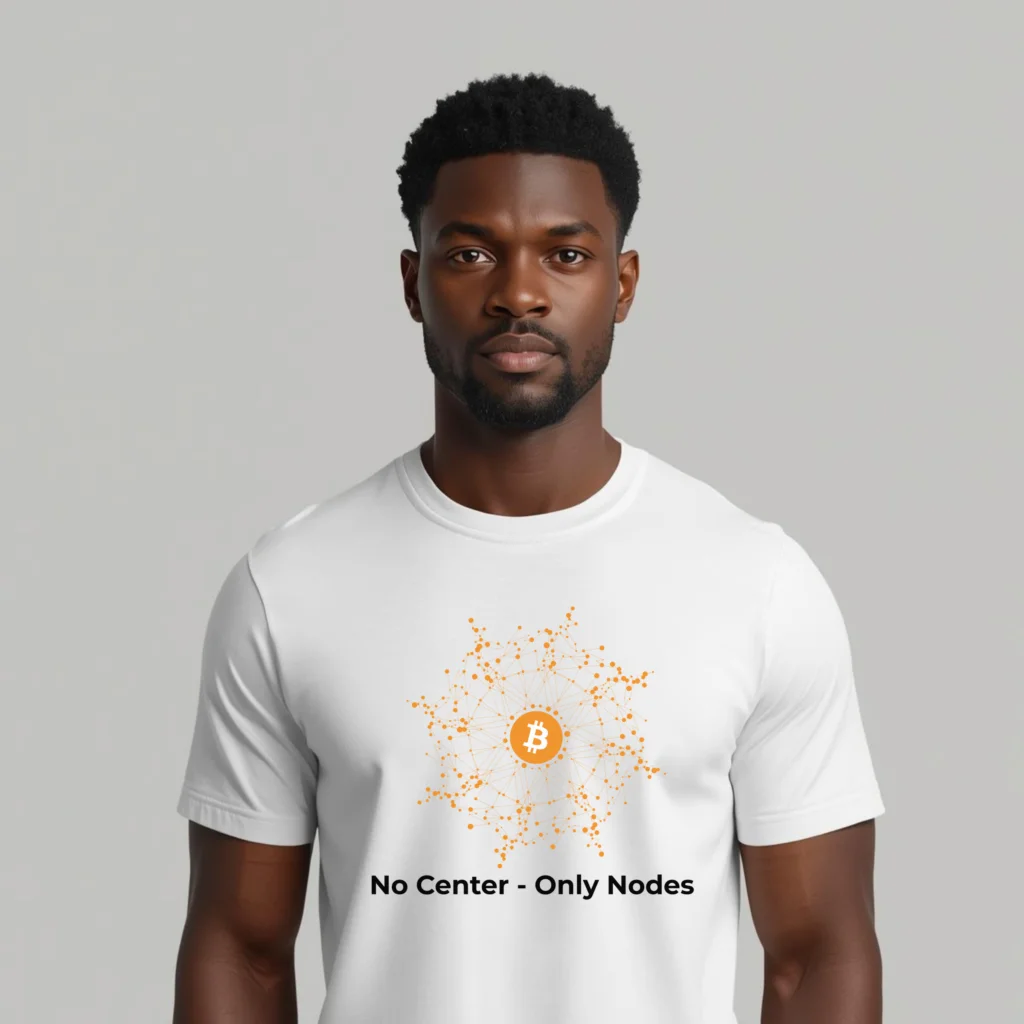 No Center - Only Nodes White Edition — Organic Unisex T‑Shirt | HodlNest