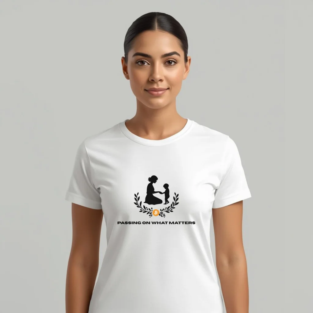 Bitcoin premium t-shirt Passing On What Matters minimalist design organic cotton
