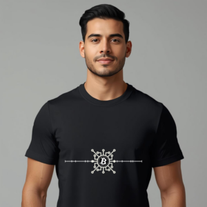Bitcoin premium dark t-shirt The Rulebook structured minimalist design organic cotton