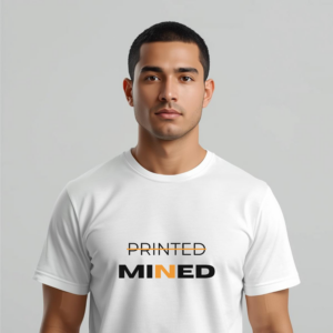 Bitcoin premium t-shirt printed to mined minimalist typography design organic cotton
