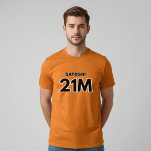 Bitcoin premium t-shirt Satoshi 21M minimalist outlined typography design