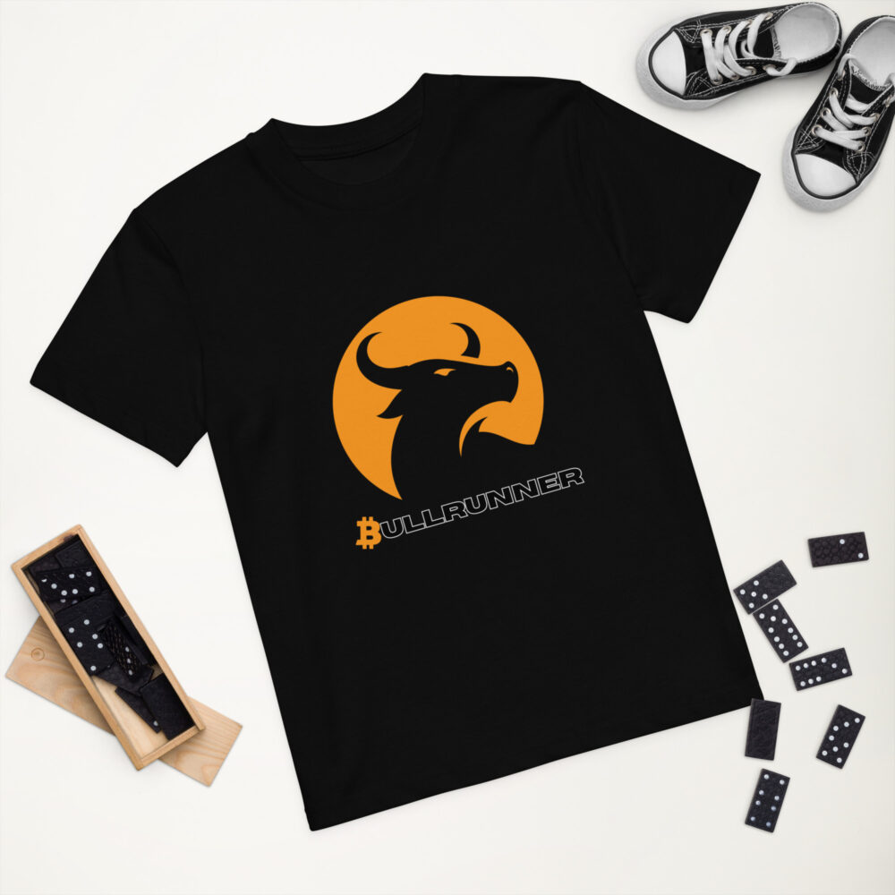Bitcoin kids t-shirt Bullrunner with bull icon design organic cotton comfortable children clothing