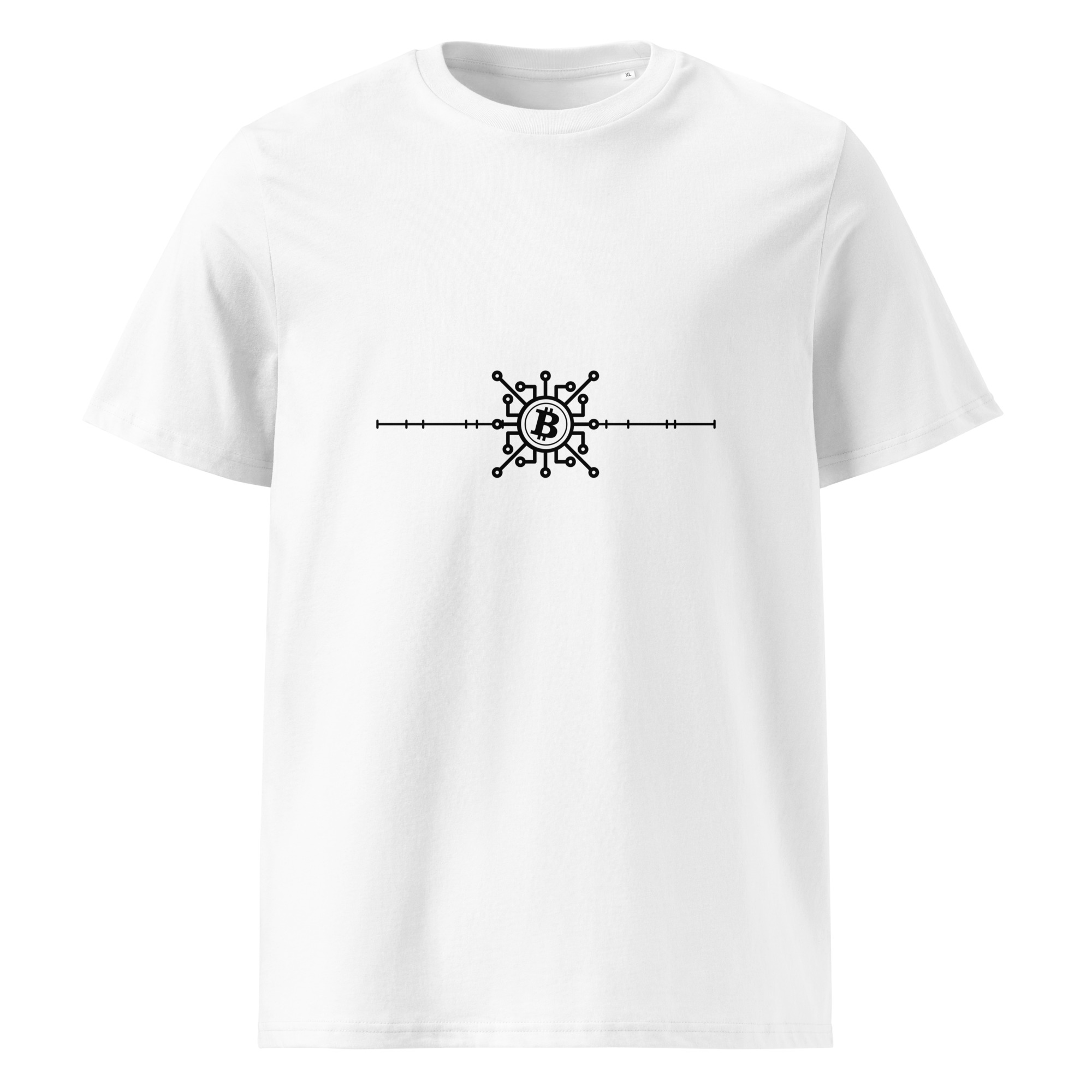 Bitcoin premium white t-shirt The Rulebook minimalist structured design organic cotton