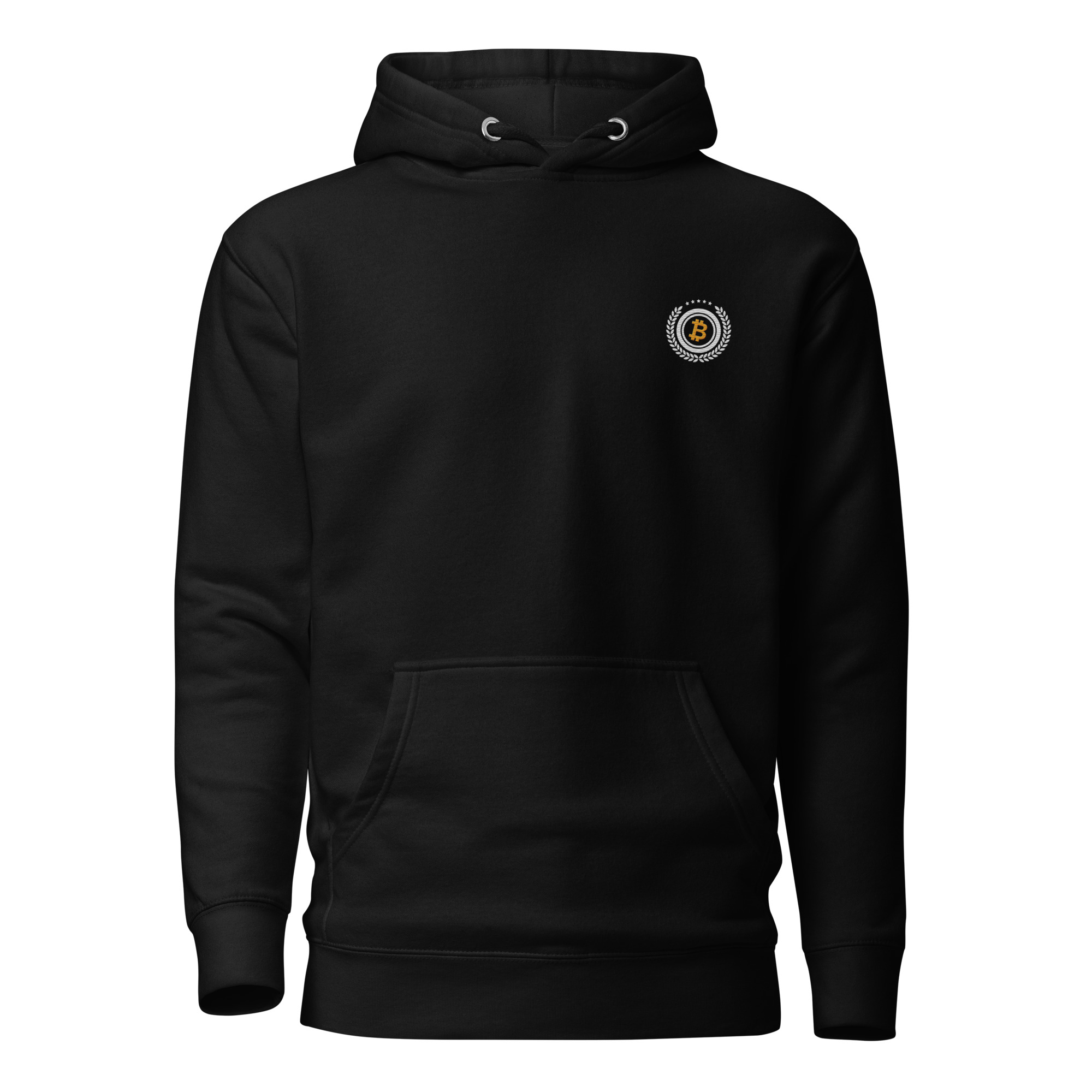 Bitcoin premium black hoodie minimalist standard seal design comfortable streetwear