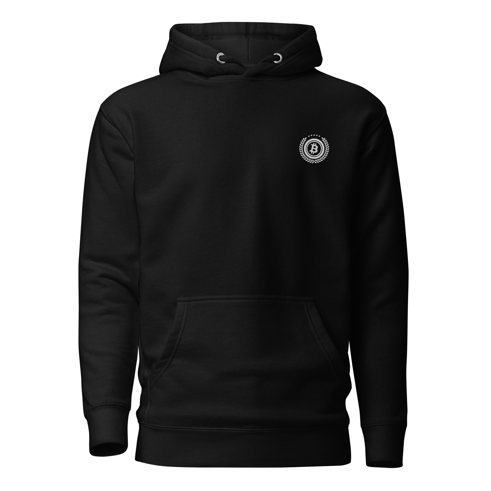Bitcoin premium black hoodie minimalist standard seal design comfortable streetwear