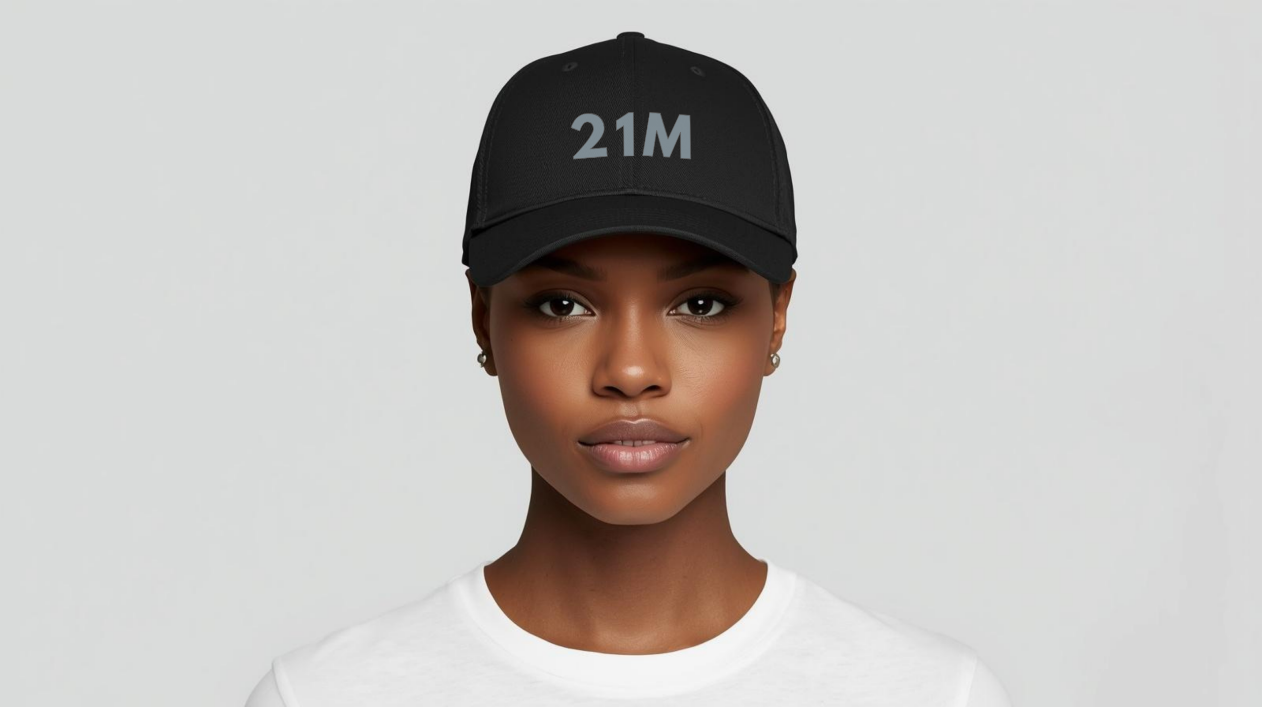 Bitcoin premium black cap Satoshi 21M minimalist embroidered design adjustable hat