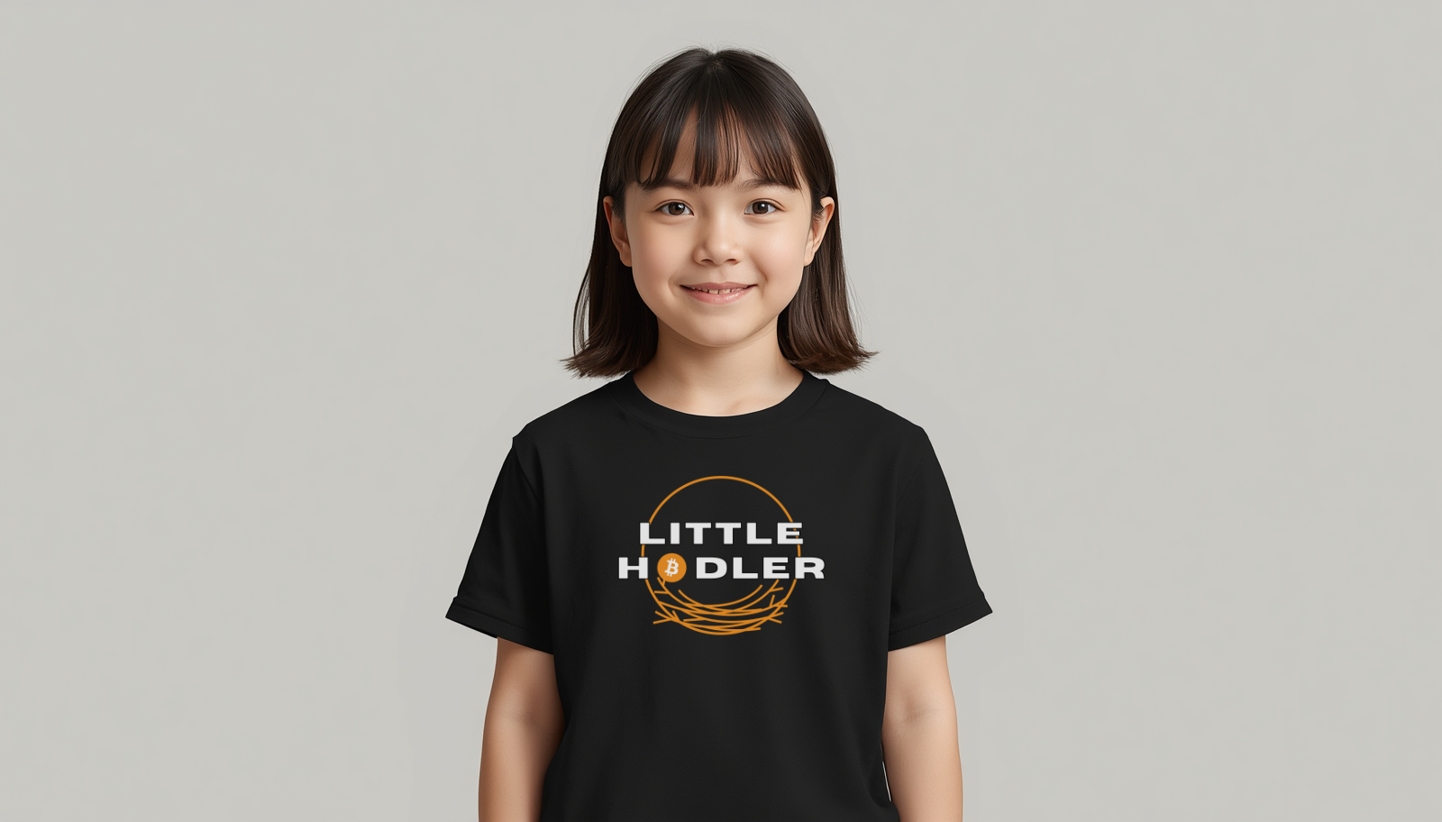 Bitcoin kids t-shirt Little Hodler minimalist design organic cotton children clothing