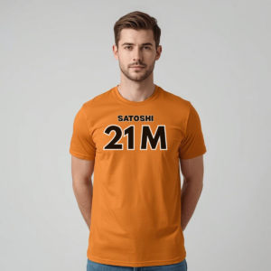 Bitcoin premium t-shirt Satoshi 21M minimalist outlined typography design