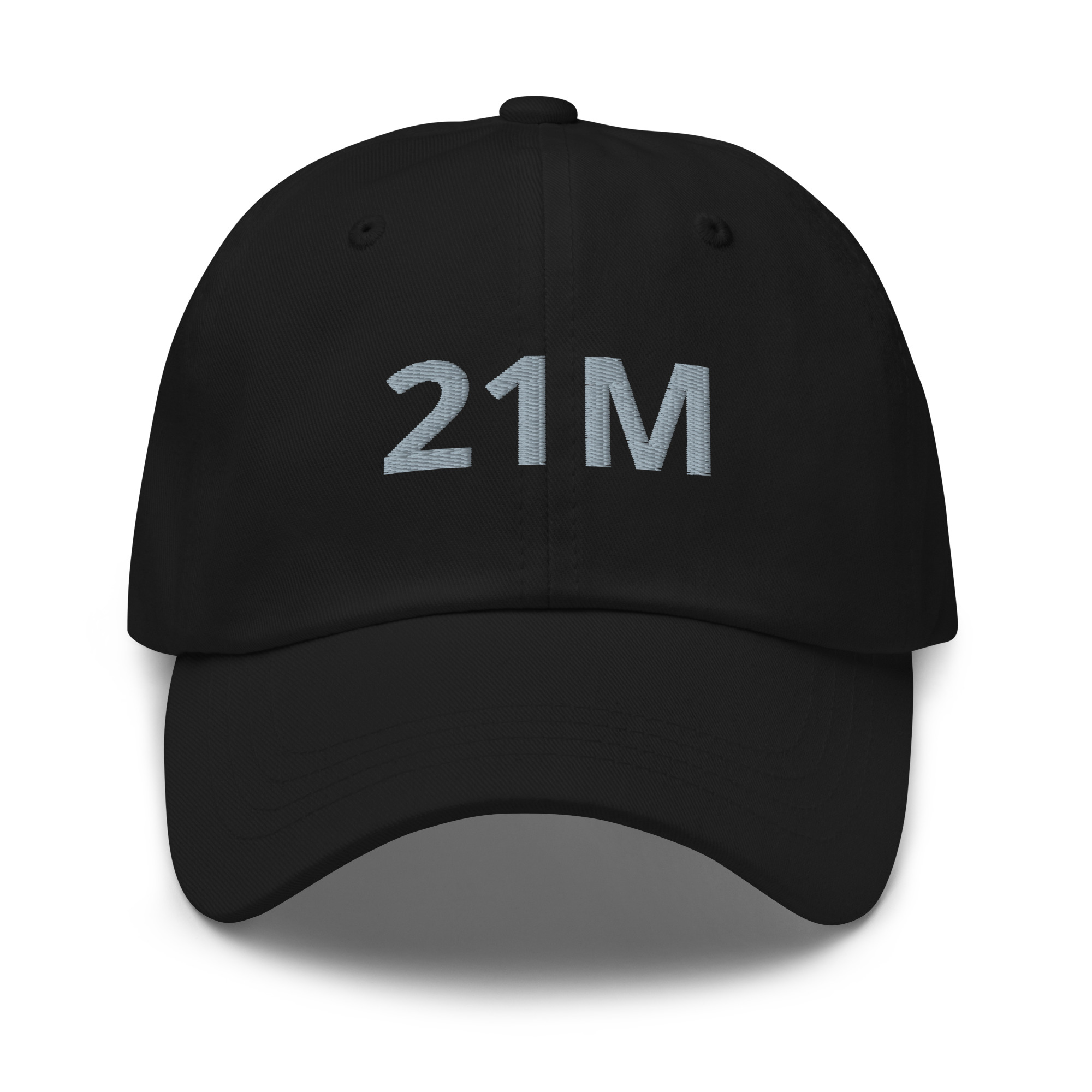 Bitcoin premium black cap Satoshi 21M minimalist embroidered design adjustable hat