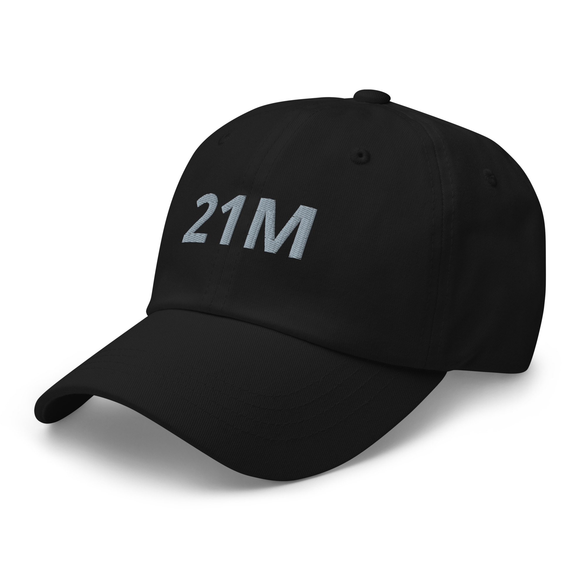Bitcoin premium black cap Satoshi 21M minimalist embroidered design adjustable hat