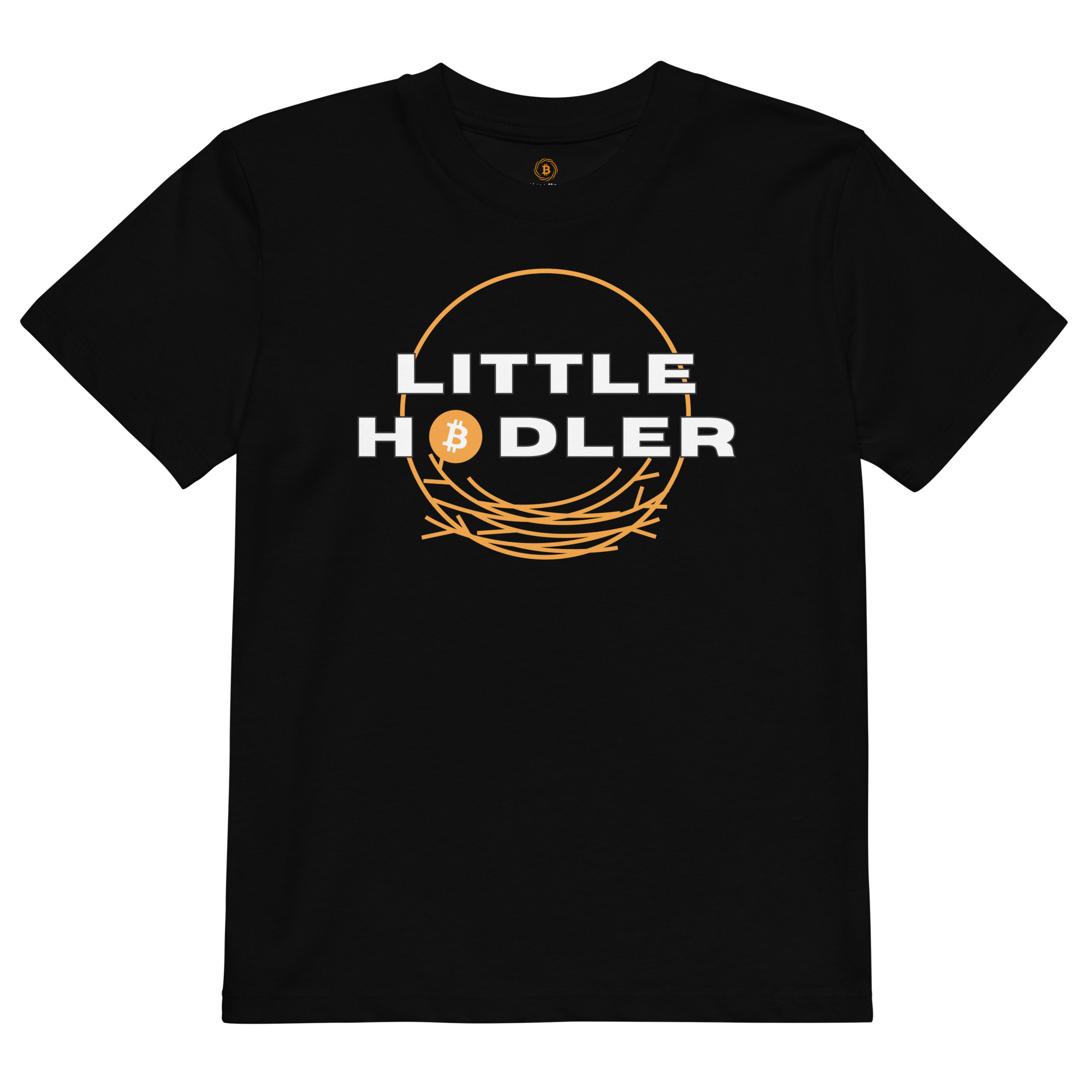 Bitcoin kids t-shirt Little Hodler minimalist design organic cotton children clothing