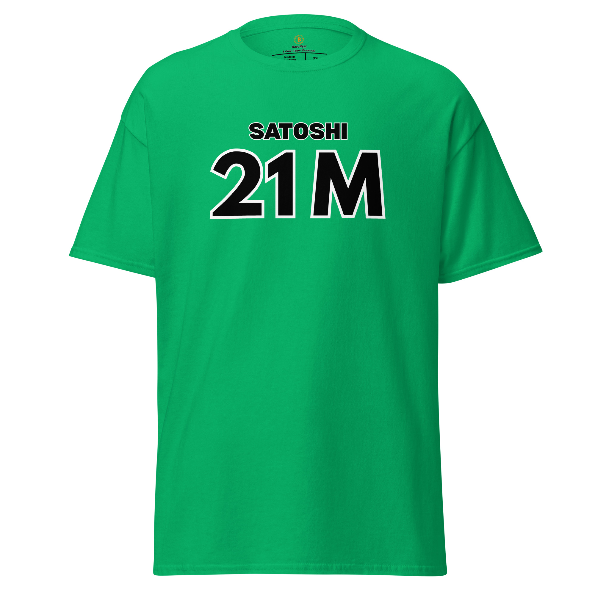 Bitcoin premium t-shirt Satoshi 21M minimalist outlined typography design