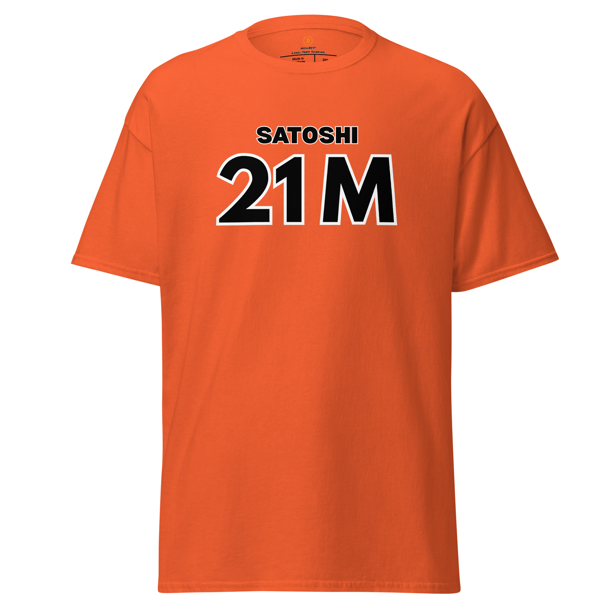 Bitcoin premium t-shirt Satoshi 21M minimalist outlined typography design