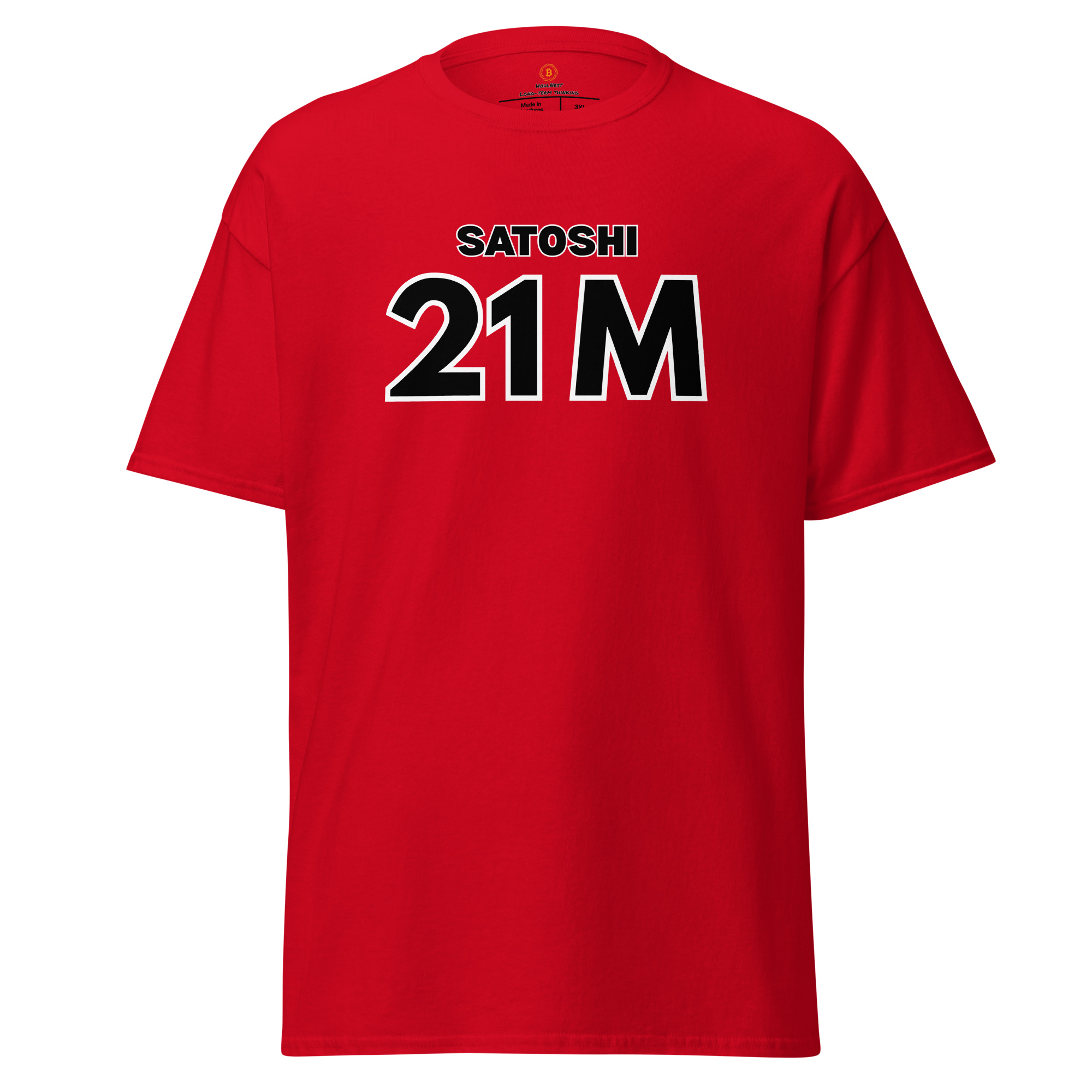 Bitcoin premium t-shirt Satoshi 21M minimalist outlined typography design