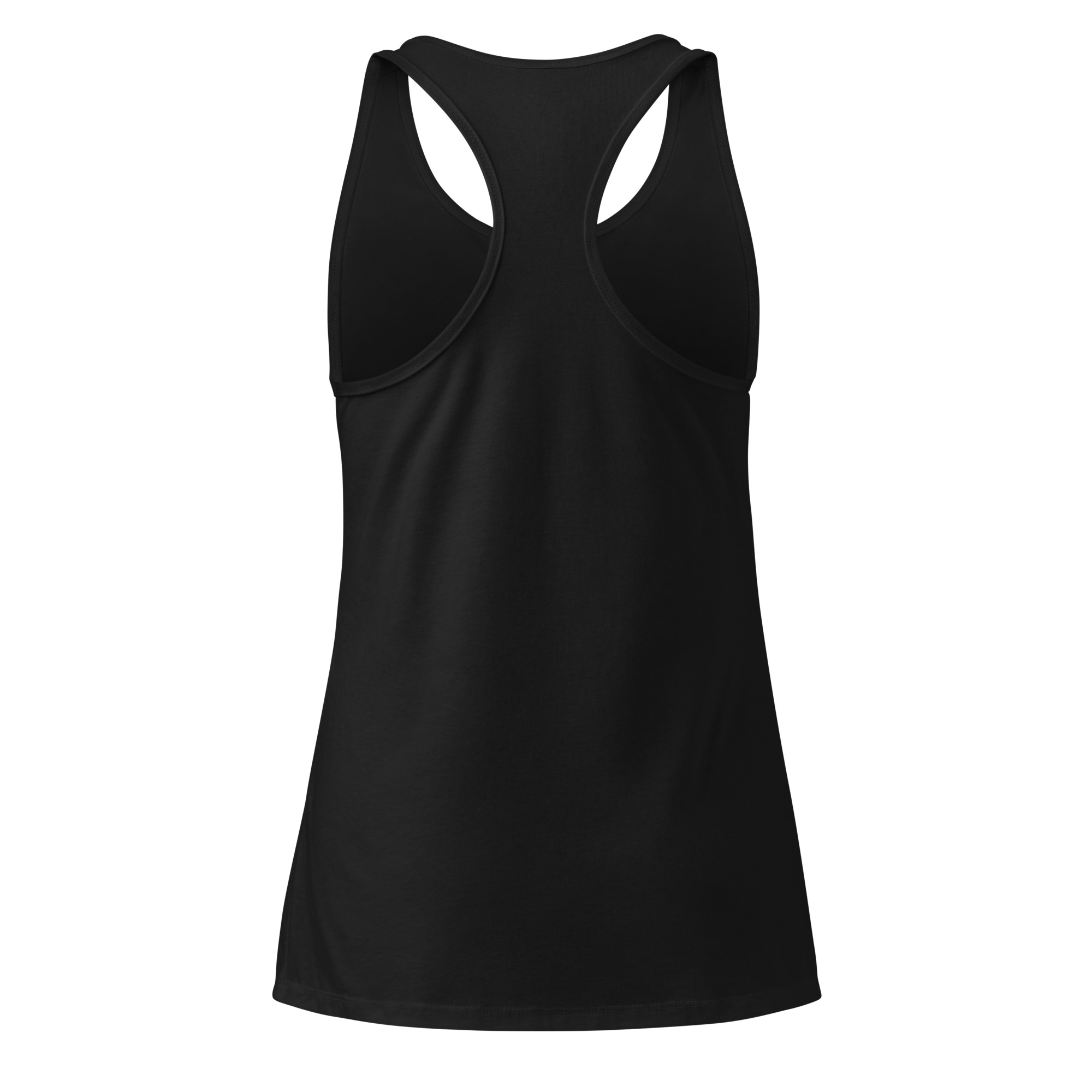 Dark edition minimalist bitcoin racerback tank top for women with subtle centered design