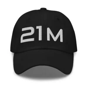 Bitcoin premium black cap Satoshi 21M minimalist embroidered design adjustable hat