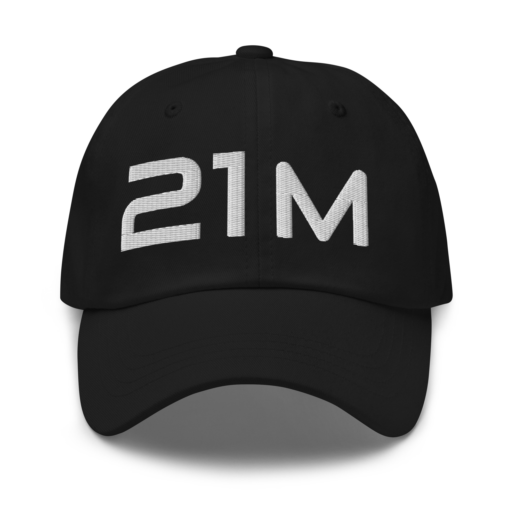 Bitcoin premium black cap Satoshi 21M minimalist embroidered design adjustable hat