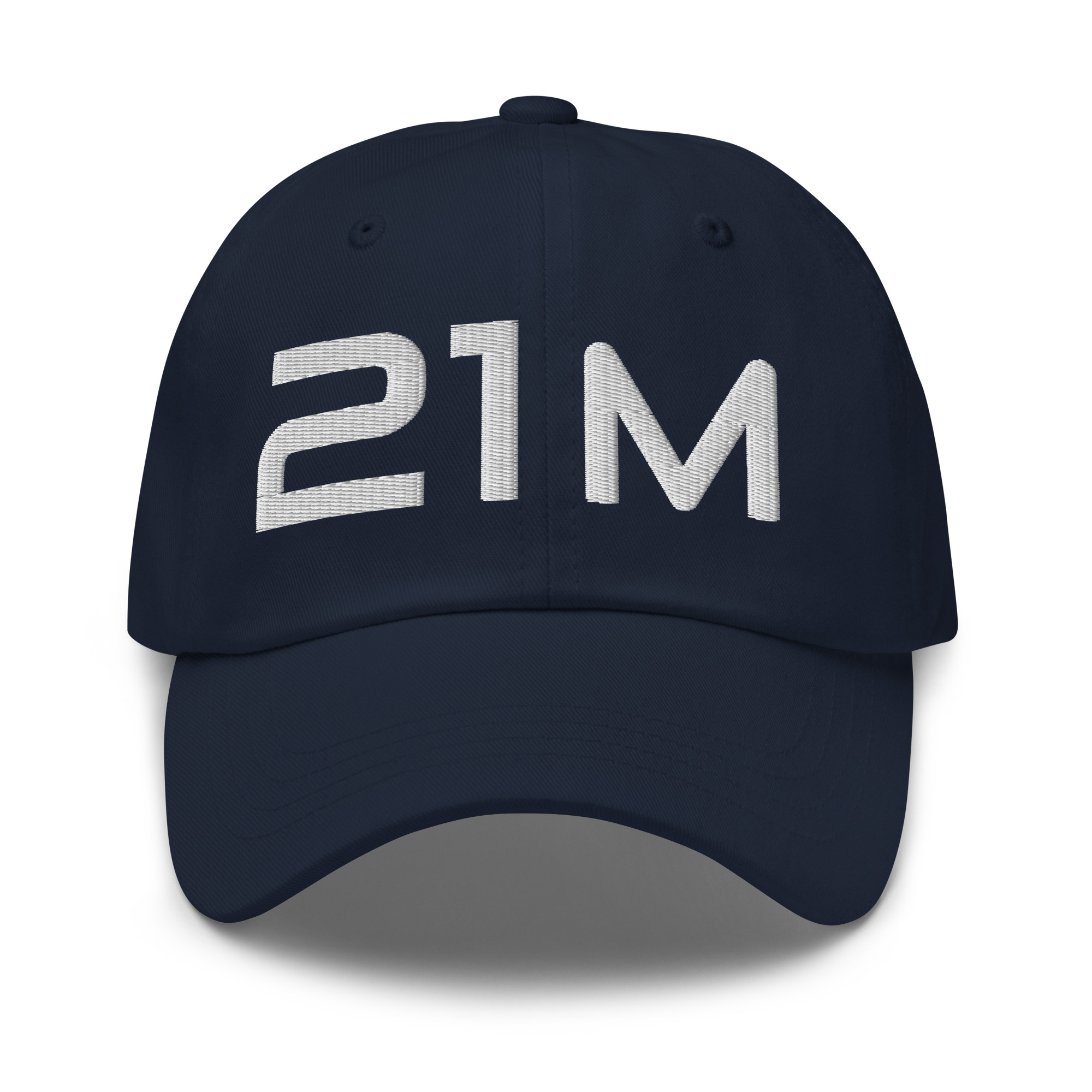 Bitcoin premium navy cap Satoshi 21M minimalist embroidered design adjustable hat