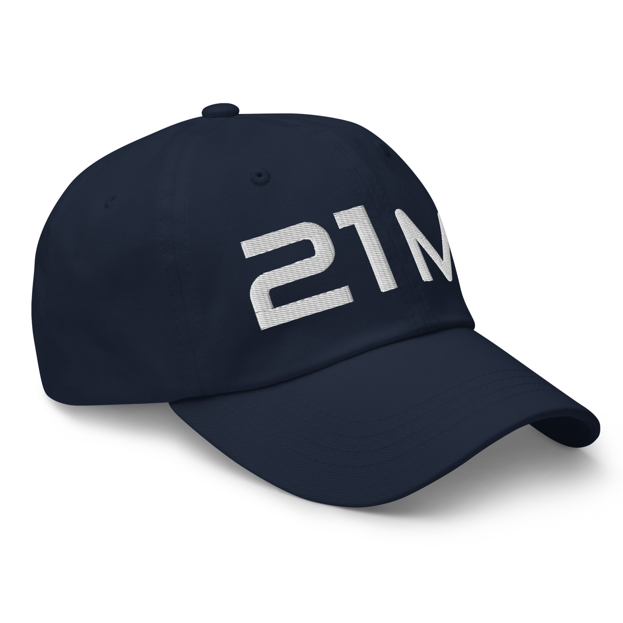 Bitcoin premium navy cap Satoshi 21M minimalist embroidered design adjustable hat