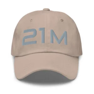 Bitcoin premium stone cap Satoshi 21M minimalist embroidered design adjustable hat