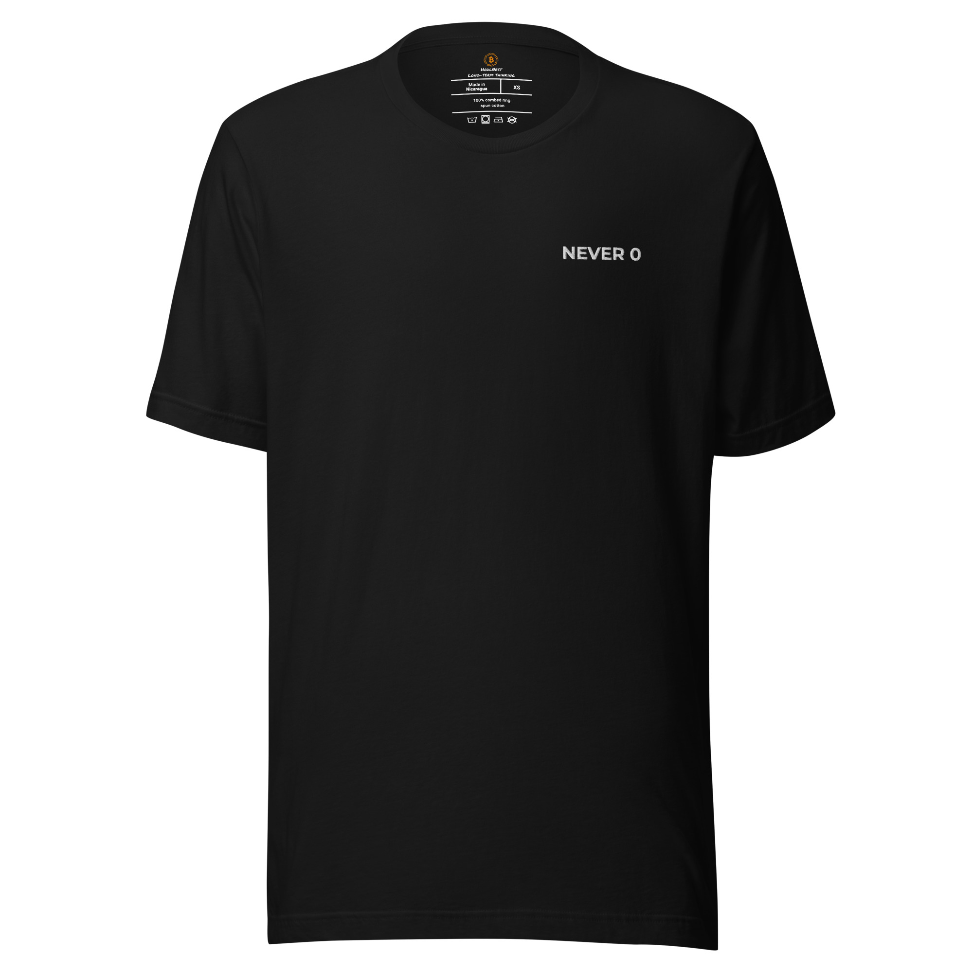 Never 0 Embroidered Bitcoin T-Shirt