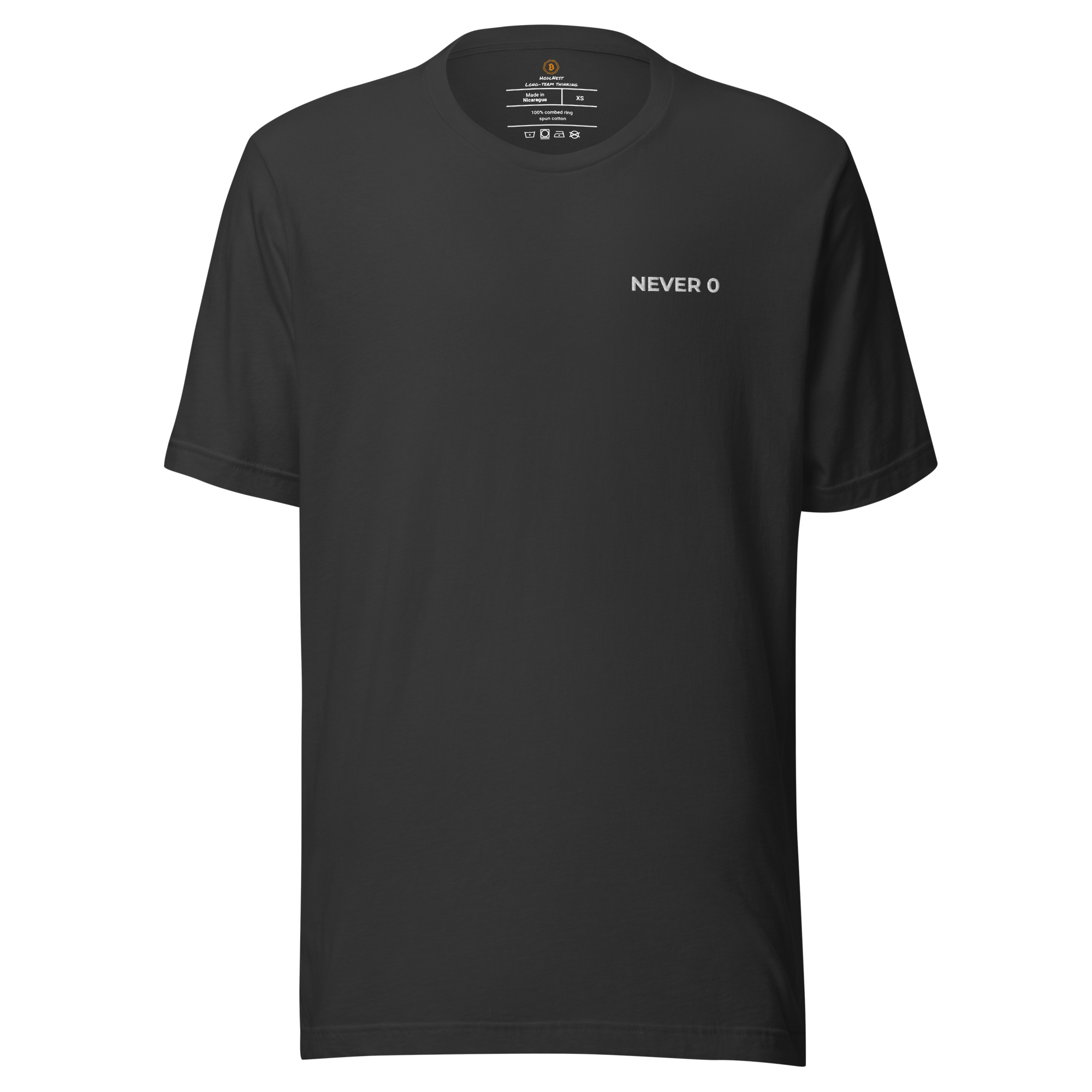 Never 0 Embroidered Bitcoin T-Shirt