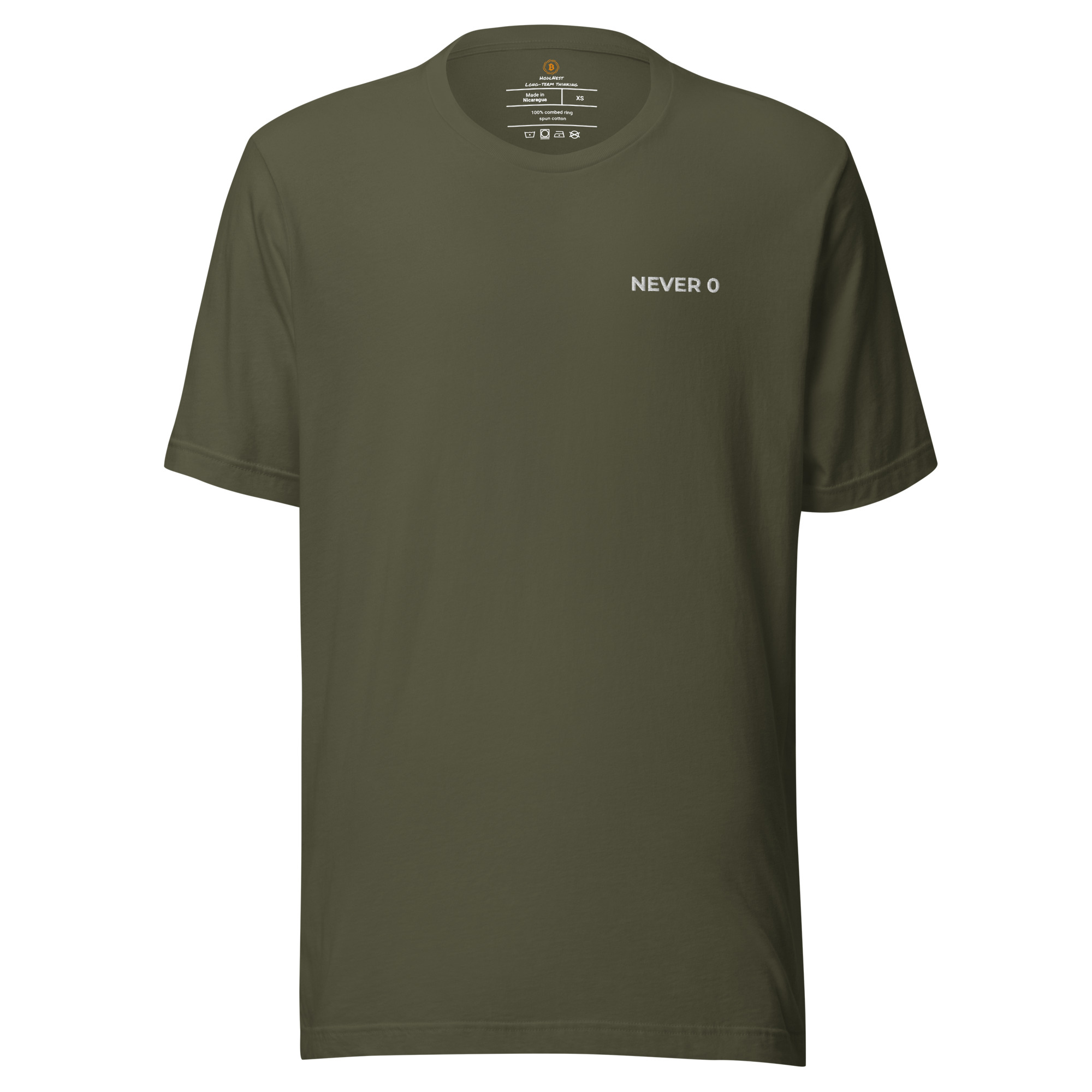 Never 0 Embroidered Bitcoin T-Shirt